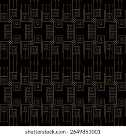 abstract, modern, symmetrical, repeating, interconnected, linear, square, diamond, spiral, gold lines, 