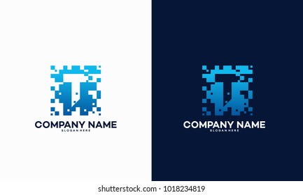 Abstract Modern T Pixel Initial logo designs vector template