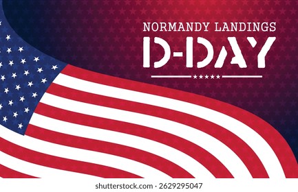 An abstract and modern take on D-Day poster design using sharp flag lines and bold text, ideal for promotional or educational use.