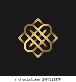 Abstract modern team company logo design. Media app relations icon.Gold Luxury Classy Elegant Decorative Mandala Minimalism Vector Logo Design