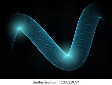 Abstract modern tech background with flowing grid