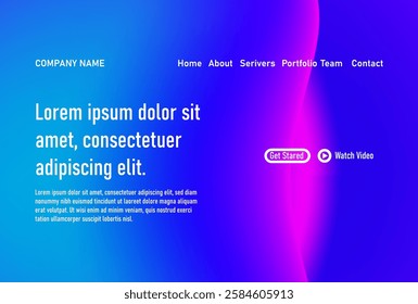 Abstract modern tech landing page template with flowing digital lines, smooth particle waves, and big data design. Vibrant, futuristic background for reports, flyers, posters, and covers. Vector EPS.