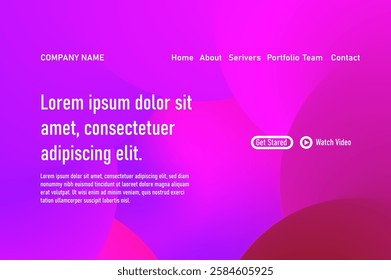 Abstract modern tech landing page template with flowing digital lines, smooth particle waves, and big data design. Vibrant, futuristic background for reports, flyers, posters, and covers. Vector EPS.