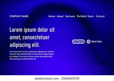 Abstract modern tech landing page template with flowing digital lines, smooth particle waves, and big data design. Vibrant, futuristic background for reports, flyers, posters, and covers. Vector EPS.