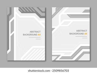 Abstrakte moderne Tech-Hintergründe für vertikale A4. Monochrome geometrische Abdeckung.