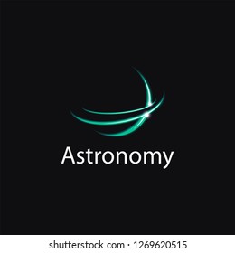 Abstract modern techie space planet logo icon vector template on black background
