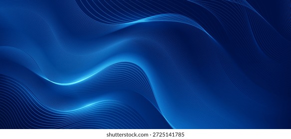 Abstrakter Hintergrund moderner Technologie mit leuchtend blau gekrümmten Linien