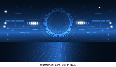 abstract modern technology background innovation concept to connection vector illustration, digital futuristic circle and shape and white glowing light and various technological elements 