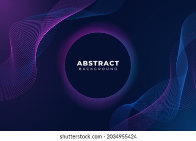 Abstract Modern Technology Background Wavy Line Glow Blue Pink