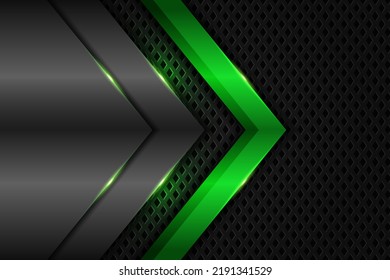 Abstract Modern Technology Geometric Glowing Green on Silver Metallic Background