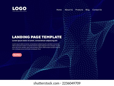 Abstract modern technology Landing page template, flowing line digital technology, smooth particle wave, big data techno design concept background wallpaper, Annual reports, flyer, poster, cover. EPS