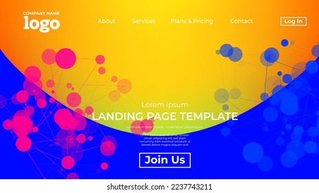 Abstract modern technology Landing page template, flowing line digital technology, smooth particle wave, big data techno design concept background wallpaper, Annual reports, flyer, poster, cover. EPS