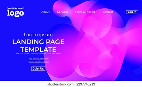 Abstract modern technology Landing page template, flowing line digital technology, smooth particle wave, big data techno design concept background wallpaper, Annual reports, flyer, poster, cover. EPS