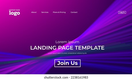 Abstract modern technology Landing page template, flowing line digital technology, smooth particle wave, big data techno design concept background wallpaper, Annual reports, flyer, poster, cover. EPS