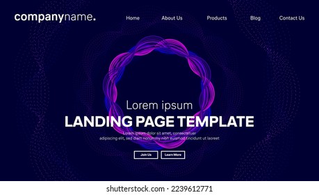 Abstract modern technology Landing page template, flowing line digital technology, smooth particle wave, big data techno design concept background wallpaper, Annual reports, flyer, poster, cover. EPS