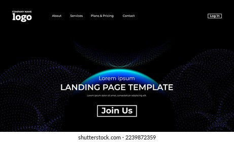 Abstract modern technology Landing page template, flowing line digital technology, smooth particle wave, big data techno design concept background wallpaper, Annual reports, flyer, poster, cover. EPS
