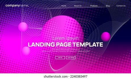 Abstract modern technology Landing page template, flowing line digital technology, smooth particle wave, big data techno design concept background wallpaper, Annual reports, flyer, poster, cover. EPS