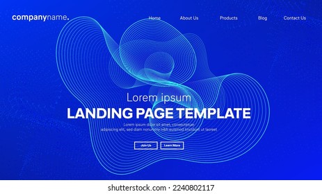 Abstract modern technology Landing page template, flowing line digital technology, smooth particle wave, big data techno design concept background wallpaper, Annual reports, flyer, poster, cover. EPS