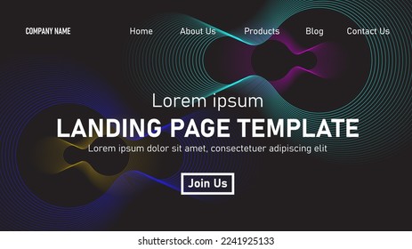 Abstract modern technology Landing page template, flowing line digital technology, smooth particle wave, big data techno design concept background wallpaper, Annual reports, flyer, poster, cover. EPS