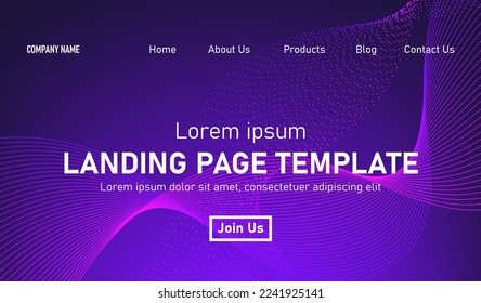 Resumen de la tecnología moderna Planta de página de aterrizaje, tecnología digital de línea fluida, onda suave de partículas, fondo de pantalla de diseño de tecnología de grandes datos, informes anuales, volante, afiche, portada. EPS