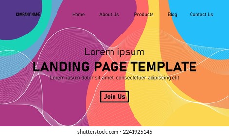 Abstract modern technology Landing page template, flowing line digital technology, smooth particle wave, big data techno design concept background wallpaper, Annual reports, flyer, poster, cover. EPS
