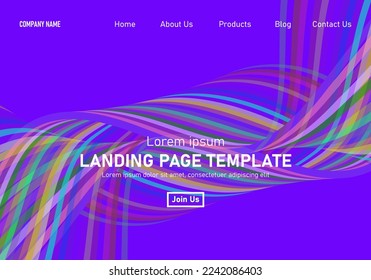 Abstract modern technology Landing page template, flowing line digital technology, smooth particle wave, big data techno design concept background wallpaper, Annual reports, flyer, poster, cover. EPS