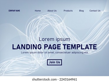 Abstract modern technology Landing page template, flowing line digital technology, smooth particle wave, big data techno design concept background wallpaper, Annual reports, flyer, poster, cover. EPS