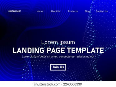 Abstract modern technology Landing page template, flowing line digital technology, smooth particle wave, big data techno design concept background wallpaper, Annual reports, flyer, poster, cover. EPS