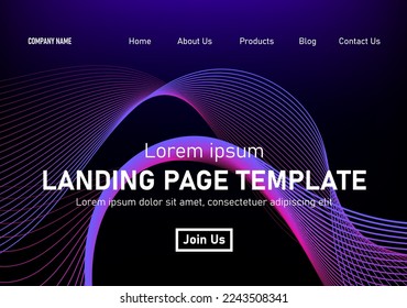 Abstract modern technology Landing page template, flowing line digital technology, smooth particle wave, big data techno design concept background wallpaper, Annual reports, flyer, poster, cover. EPS