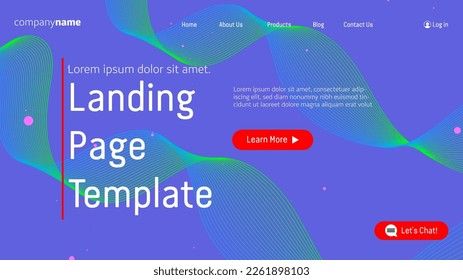 Abstract modern technology Landing page template, flowing line digital technology, smooth particle wave, big data techno design concept background wallpaper, Annual reports, flyer, poster, cover. EPS