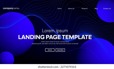 Abstract modern technology Landing page template, flowing line digital technology, smooth particle wave, big data techno design concept background wallpaper, Annual reports, flyer, poster, cover. EPS