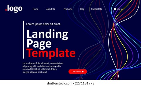 Abstract modern technology Landing page template, flowing line digital technology, smooth particle wave, big data techno design concept background wallpaper, Annual reports, flyer, poster, cover. EPS