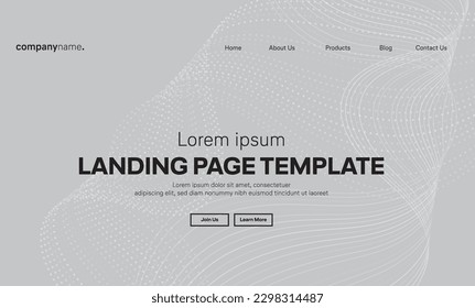 Abstract modern technology Landing page template, flowing line digital technology, smooth particle wave, big data techno design concept background wallpaper, Annual reports, flyer, poster, cover. EPS