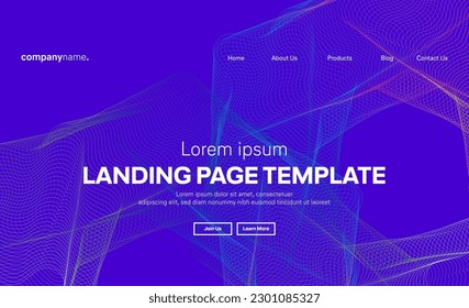 Abstract modern technology Landing page template, flowing line digital technology, smooth particle wave, big data techno design concept background wallpaper, Annual reports, flyer, poster, cover. EPS