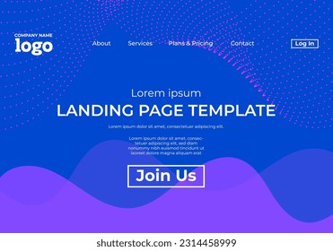 Abstract modern technology Landing page template, flowing line digital technology, smooth particle wave, big data techno design concept background wallpaper, Annual reports, flyer, poster, cover. EPS