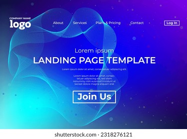 Abstract modern technology Landing page template, flowing line digital technology, smooth particle wave, big data techno design concept background wallpaper, Annual reports, flyer, poster, cover. EPS
