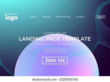 Abstract modern technology Landing page template, flowing line digital technology, smooth particle wave, big data techno design concept background wallpaper, Annual reports, flyer, poster, cover. EPS

