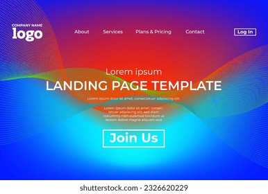 Abstract modern technology Landing page template, flowing line digital technology, smooth particle wave, big data techno design concept background wallpaper, Annual reports, flyer, poster, cover. EPS
