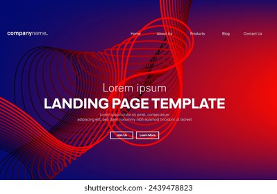 Plantilla de la página de aterrizaje, tecnología digital de línea fluida, onda de partículas lisa, fondo de pantalla de concepto de diseño tecnológico de big data, informes anuales, volante, póster, cubierta. EPS 