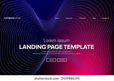 Abstract modern technology Landing page template, flowing line digital technology, smooth particle wave, big data techno design concept background wallpaper, Annual reports, flyer, poster, cover. EPS 