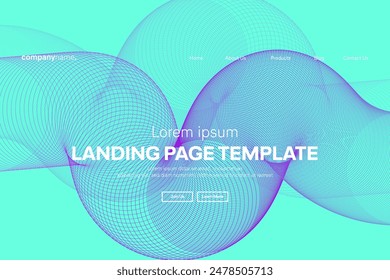 Abstract modern technology Landing page template, flowing line digital technology, smooth particle wave, big data techno design concept background wallpaper, Annual reports, flyer, poster, cover. EPS