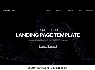 Abstract modern technology Landing page template, flowing line digital technology, smooth particle wave, big data techno design concept background wallpaper, Annual reports, flyer, poster, cover. EPS 