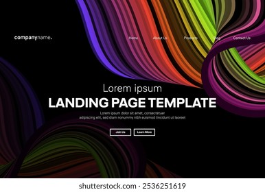Abstract modern technology Landing page template, flowing line digital technology, smooth particle wave, big data techno design concept background wallpaper, Annual reports, flyer, poster, cover. EPS 