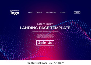 Abstract modern technology Landing page template, flowing line digital technology, smooth particle wave, big data techno design concept background wallpaper, Annual reports, flyer, poster, cover. EPS
