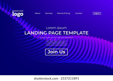 Abstract modern technology Landing page template, flowing line digital technology, smooth particle wave, big data techno design concept background wallpaper, Annual reports, flyer, poster, cover. EPS
