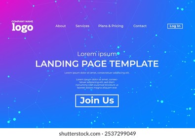 Abstract modern technology Landing page template, flowing line digital technology, smooth particle wave, big data techno design concept background wallpaper, Annual reports, flyer, poster, cover. EPS
