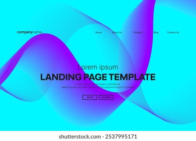 Abstract modern technology Landing page template, flowing line digital technology, smooth particle wave, big data techno design concept background wallpaper, Annual reports, flyer, poster, cover. EPS
