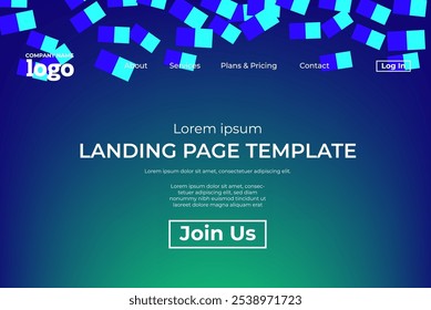 Abstract modern technology Landing page template, flowing line digital technology, smooth particle wave, big data techno design concept background wallpaper, Annual reports, flyer, poster, cover. EPS
