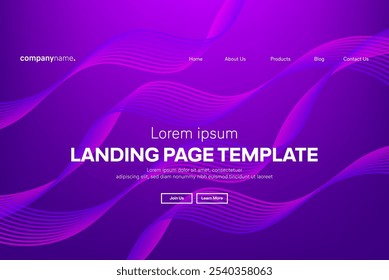 Abstract modern technology Landing page template, flowing line digital technology, smooth particle wave, big data techno design concept background wallpaper, Annual reports, flyer, poster, cover. EPS 