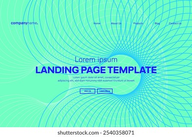 Abstract modern technology Landing page template, flowing line digital technology, smooth particle wave, big data techno design concept background wallpaper, Annual reports, flyer, poster, cover. EPS 